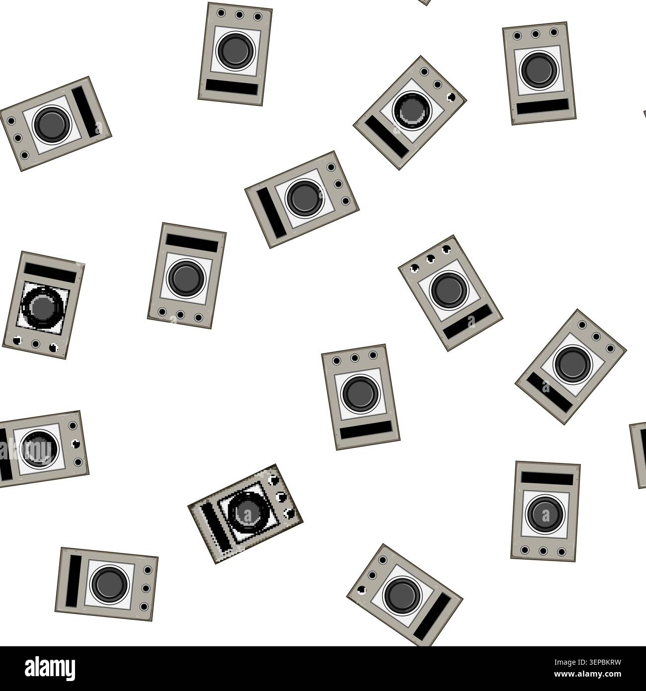 pattern small retro control panel cartoon. mini round, square oval, black colorful small retro control panel sign vector Stock Vector