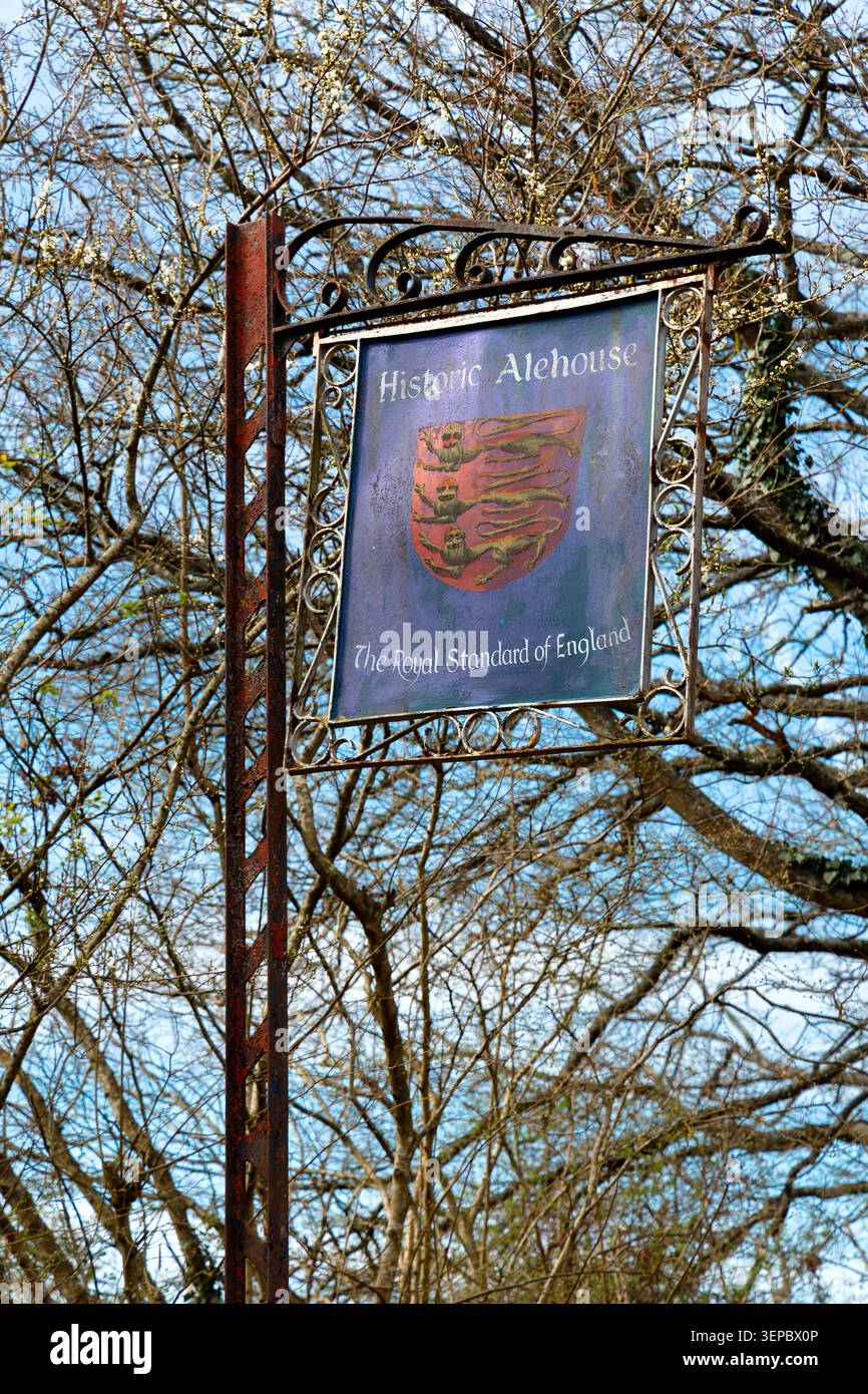 Sign at historic oldest pub in England, the Royal Standard of England, Beaconsfield, England Stock Photo