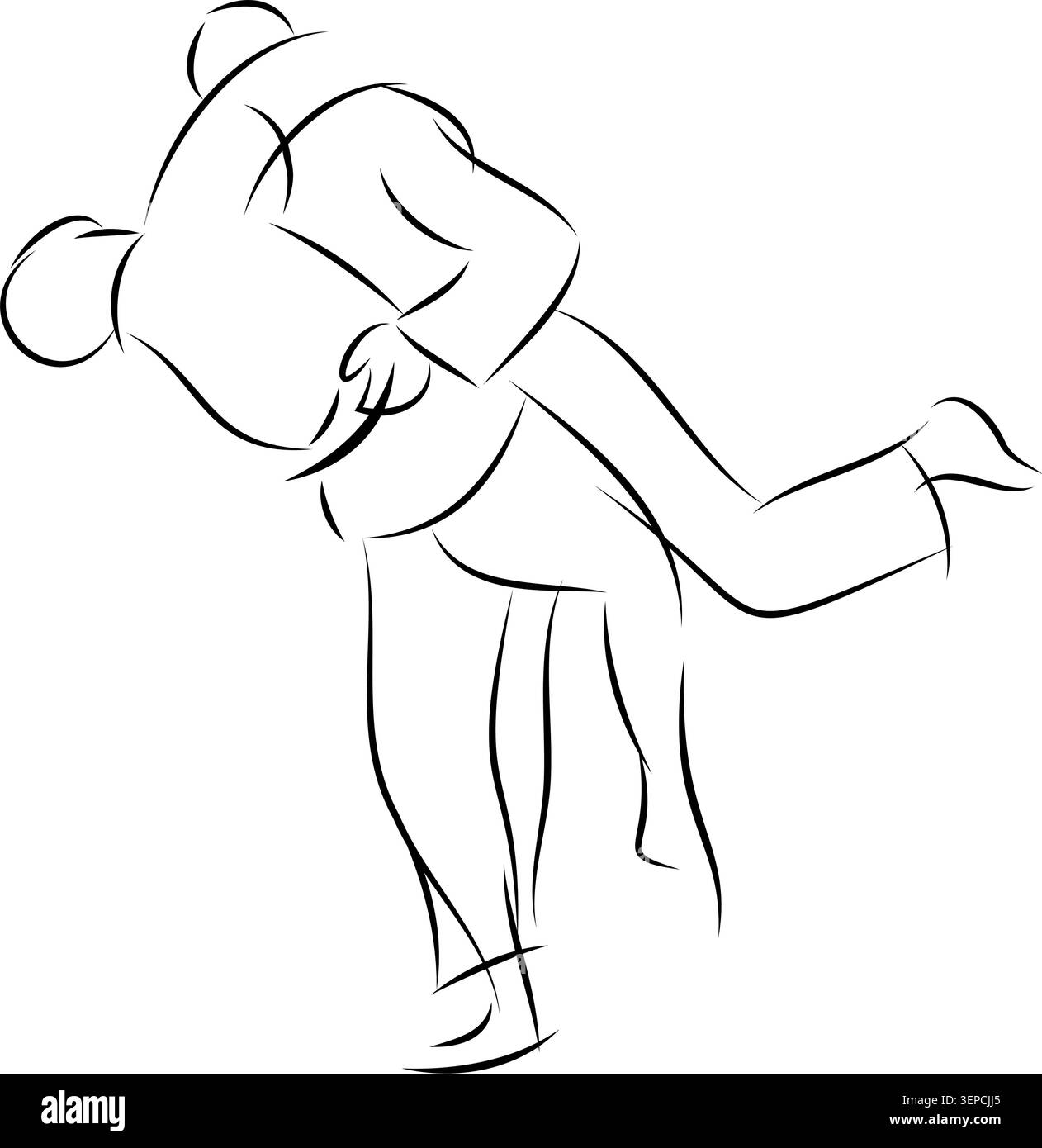 Two athletes performing a judo throw with a clean line art style. Possibility of use for logo Stock Vector