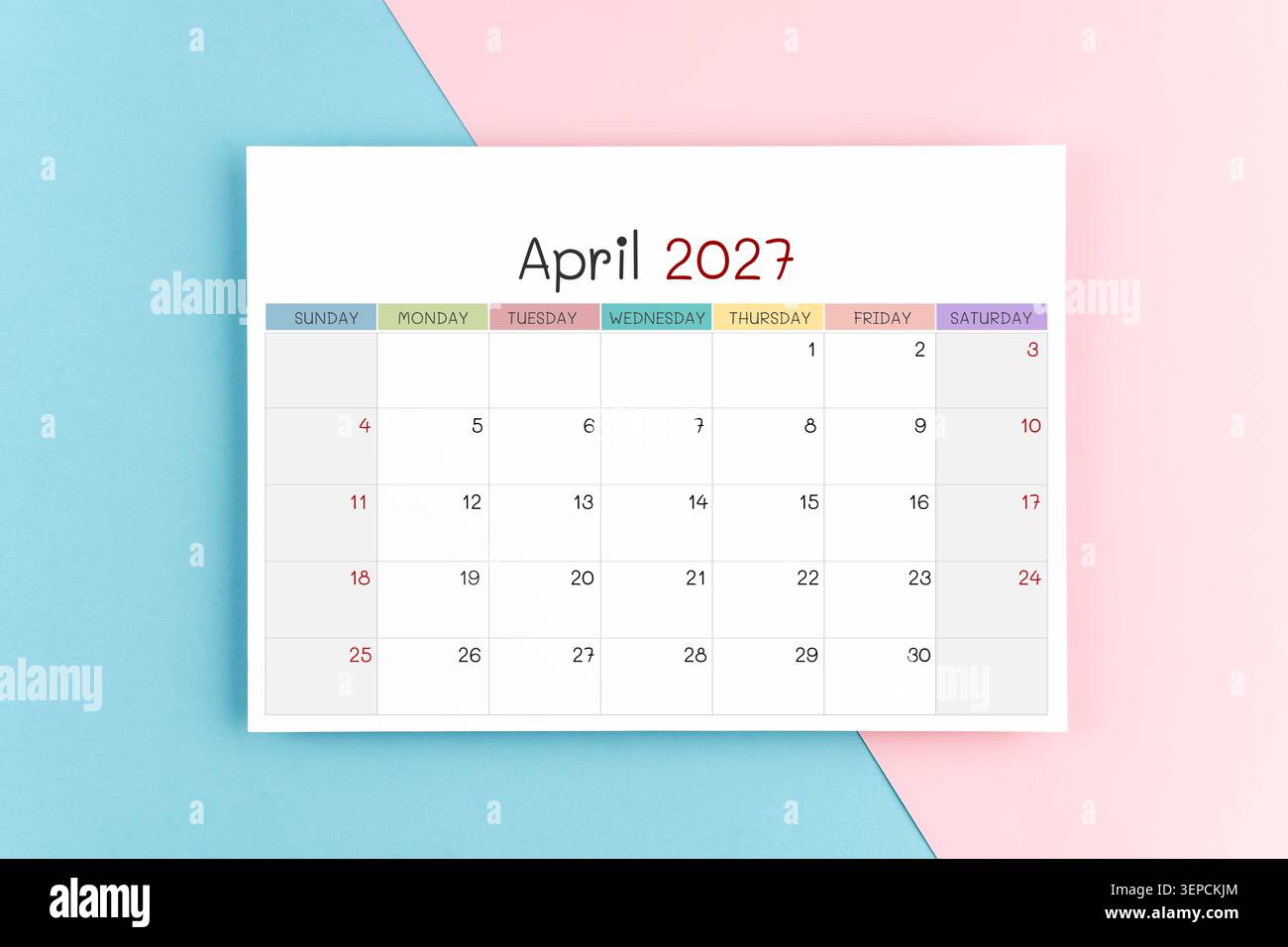 Calendar april 2027 blue hi-res stock photography and images - Alamy