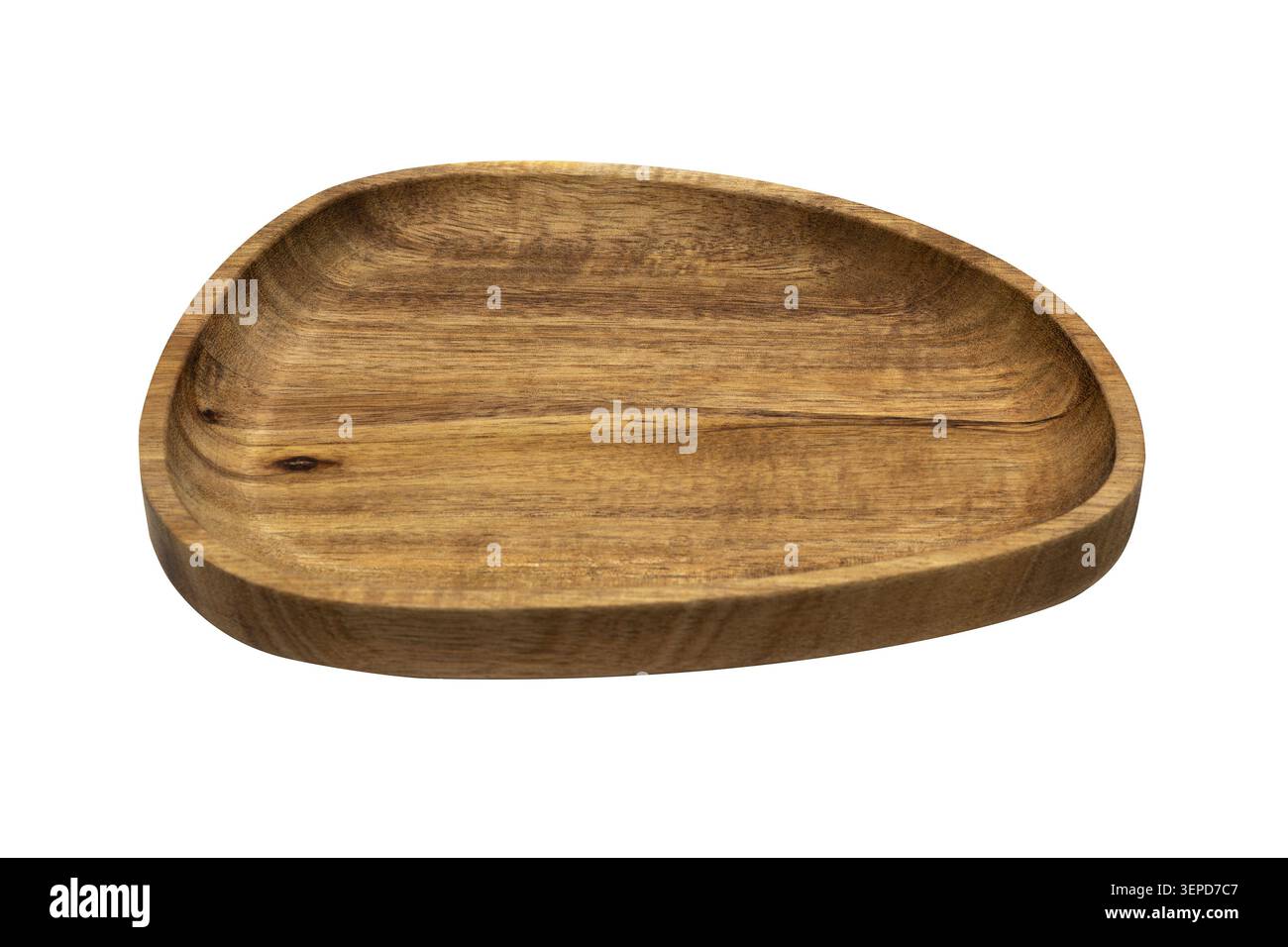Acacia wood serving tray isolated on white background Stock Photo