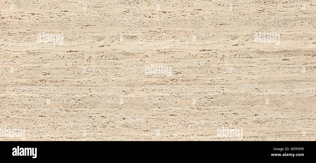 Travertine stone surface showing rough texture and horizontal lines Stock Photo