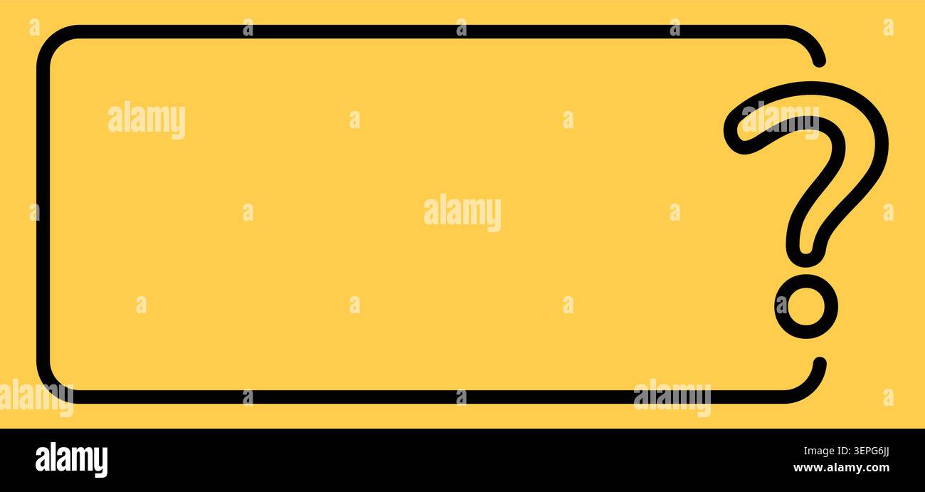 Rounded rectangle frame with question mark outline on yellow Stock Vector