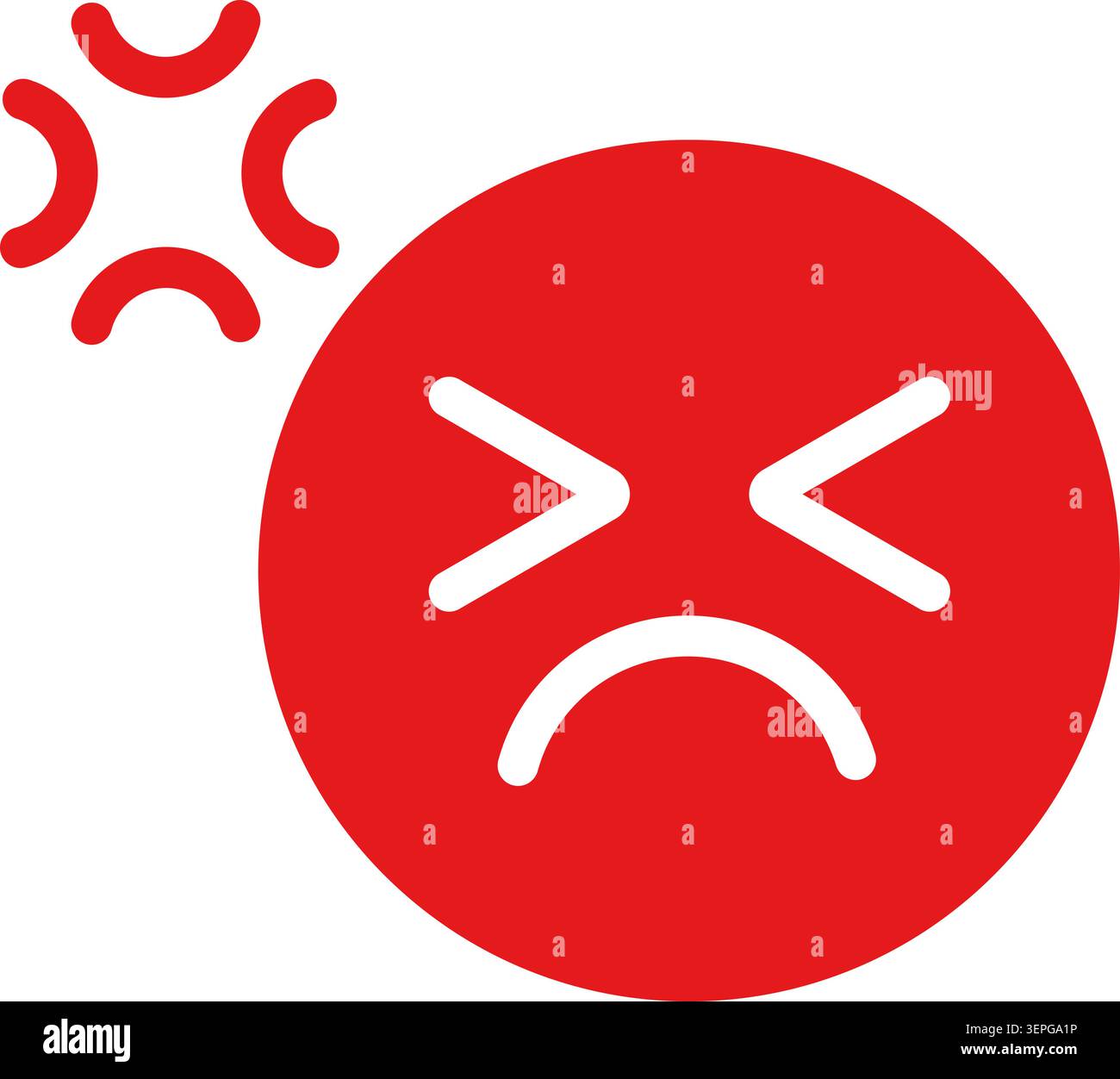 Red angry face emoticon icon flat design expressive symbol Stock Vector
