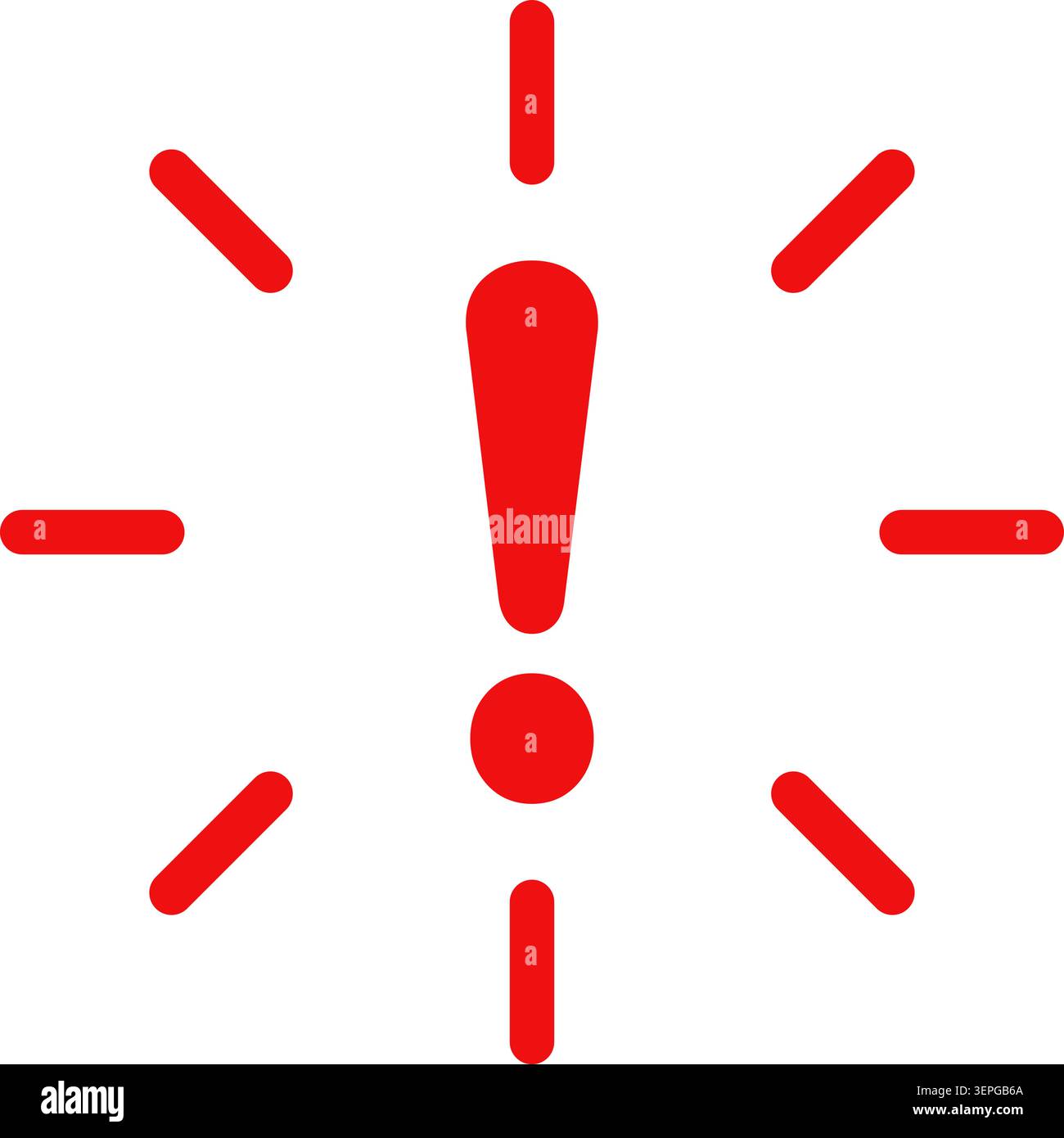 Exclamation alert symbol red flat design on white background Stock Vector