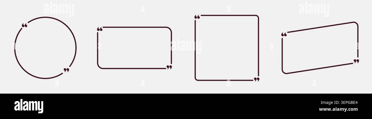 Quotation frame set line art speech bubble borders brown Stock Vector