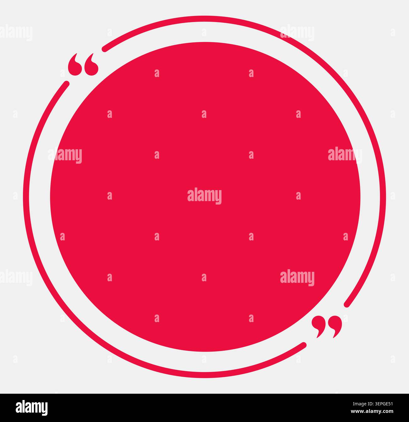 Red circular quotation frame with double quote mark accents Stock Vector