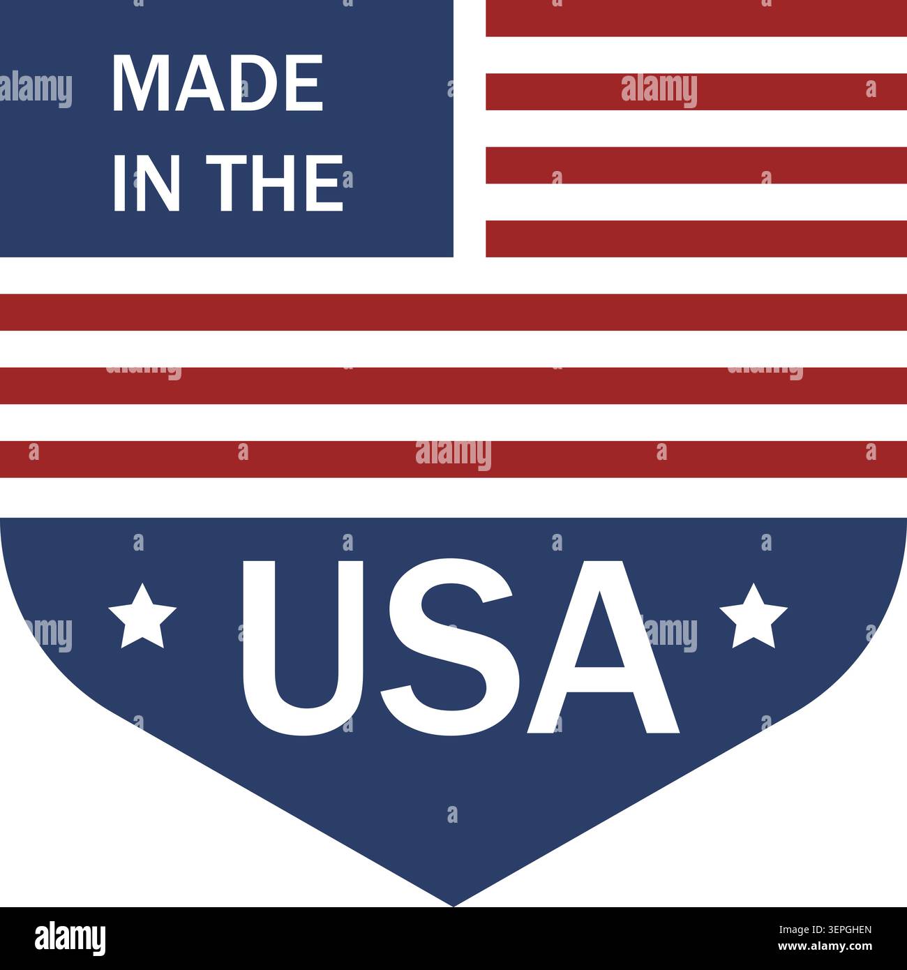 Made in usa badge flat red blue shield label graphic Stock Vector