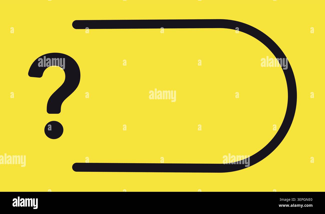 Black question mark and rounded rectangle outline flat yellow Stock Vector