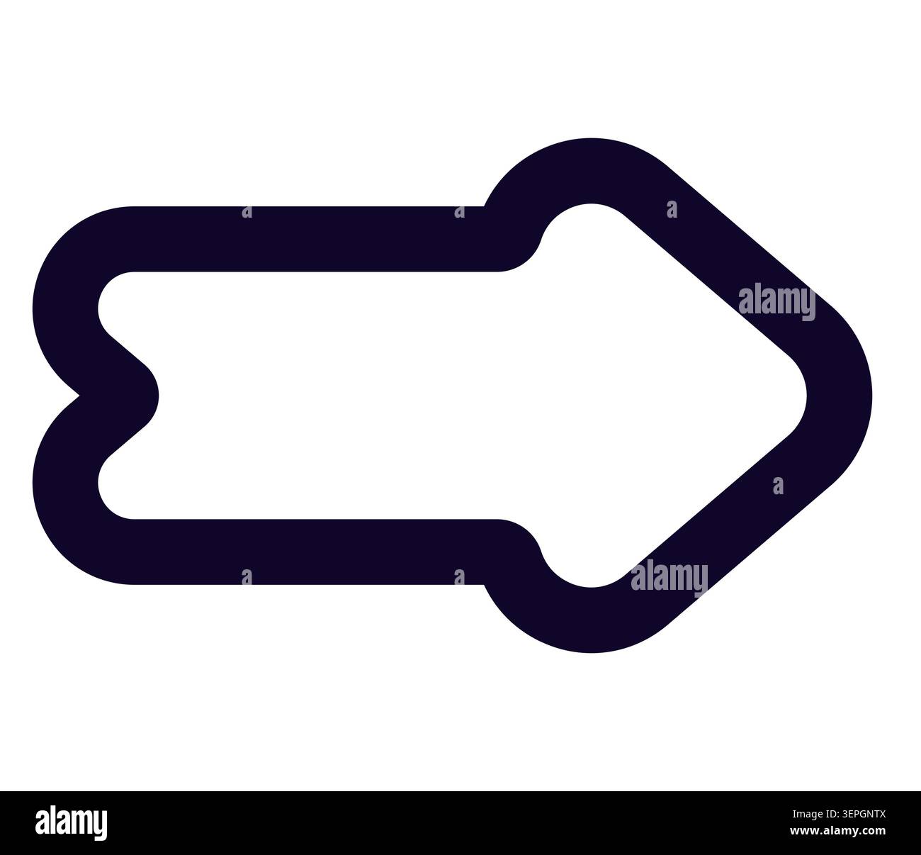 Right arrow icon outline thick rounded black and white Stock Vector