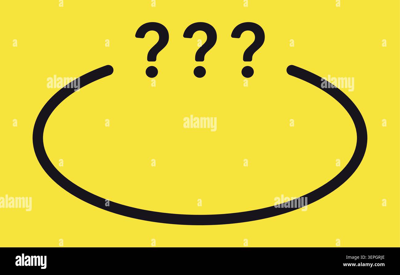 Empty speech oval with question marks minimal yellow black Stock Vector