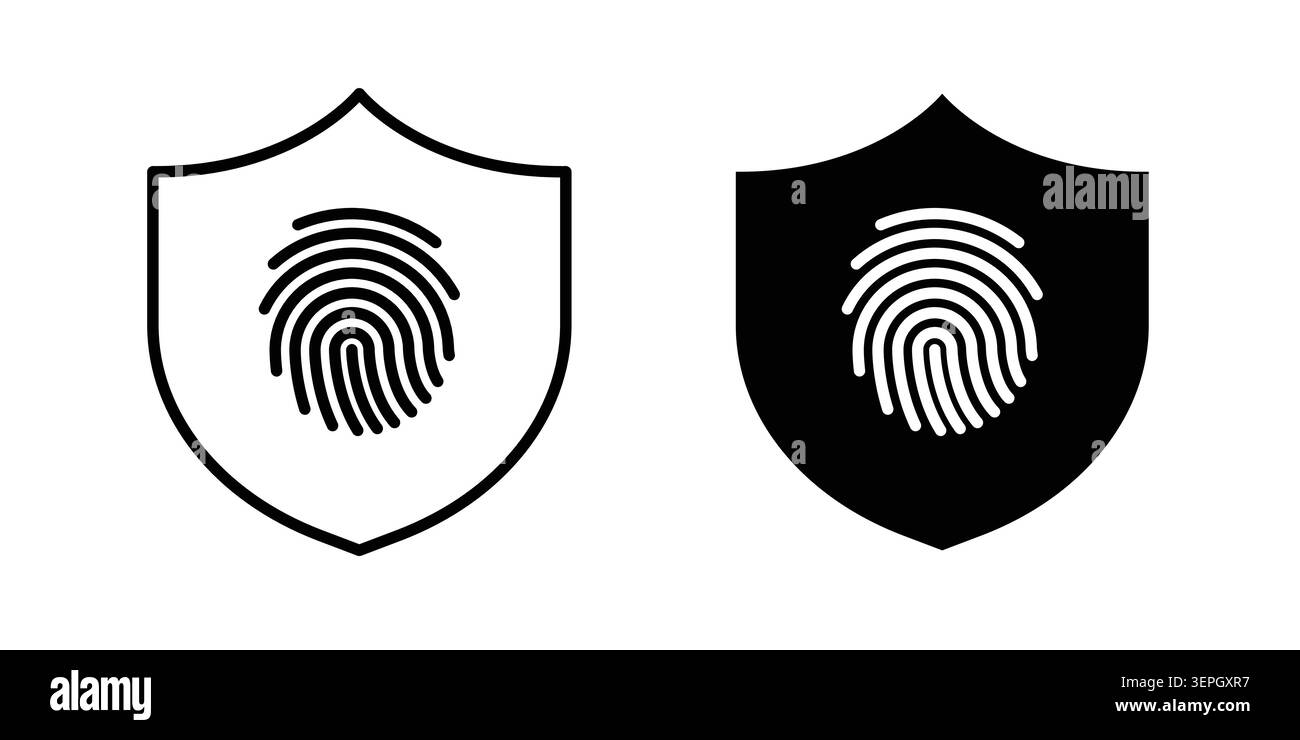 Biometric security icon concept logo design collection. Stock Vector
