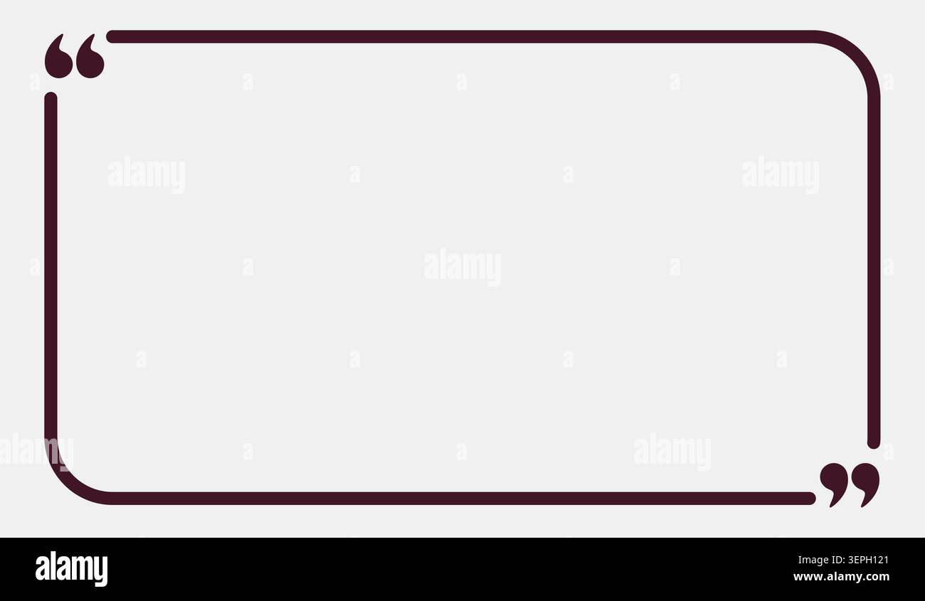 Rectangular quotation frame with rounded maroon border and corners Stock Vector