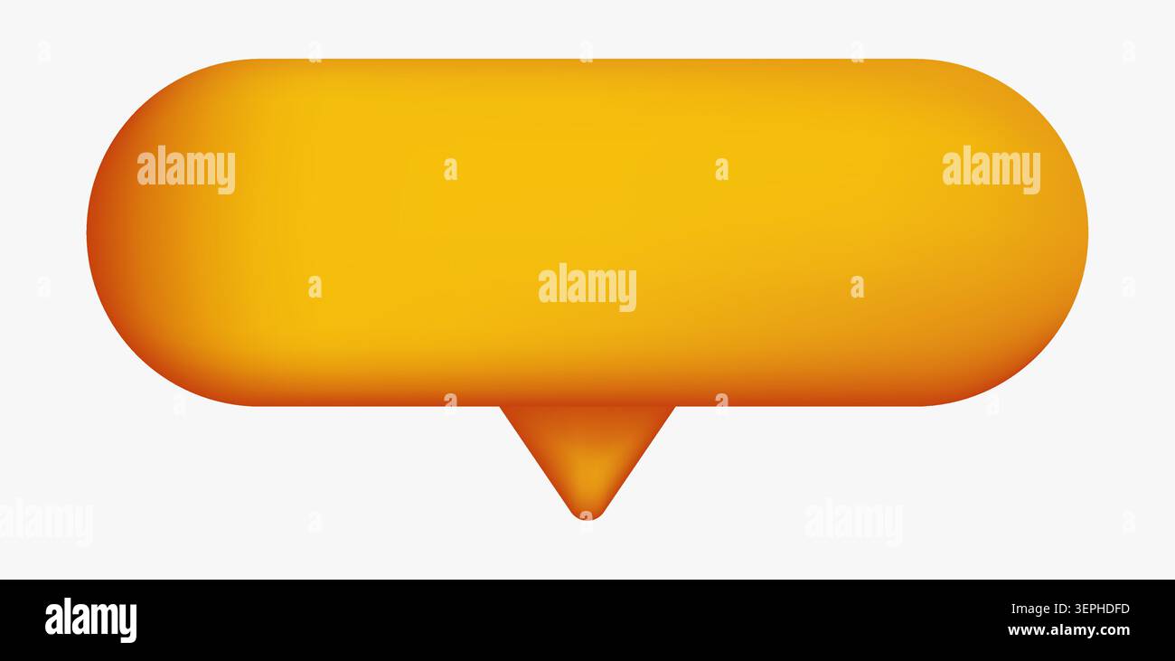 Rounded speech bubble with gradient orange, 3d style on white Stock Vector
