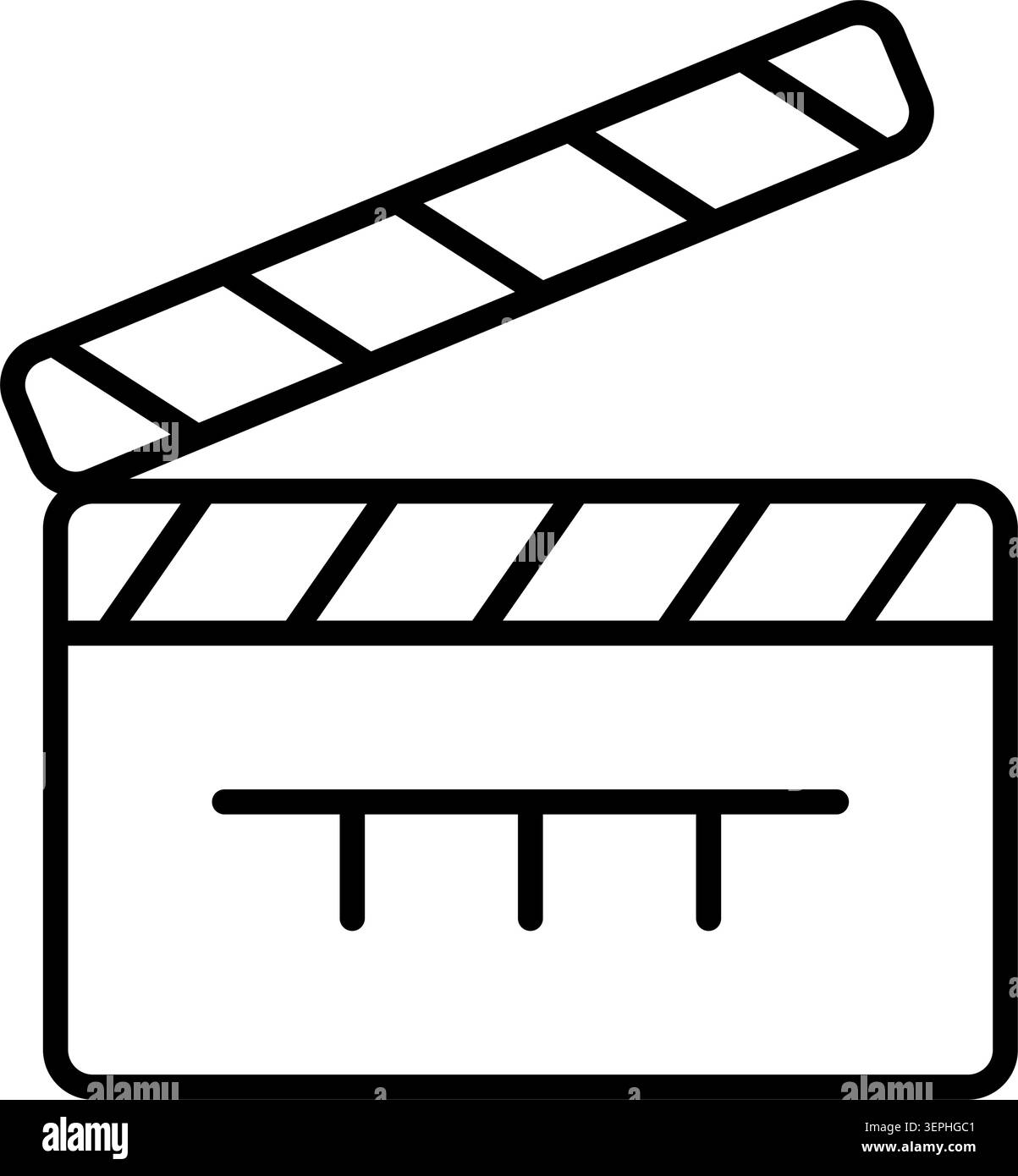 Cinema clapperboard outline isolated icon. Movie action cut slate symbol vector illustration Stock Vector