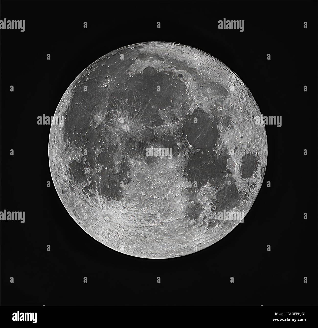 Full Moon Against a Black Sky Stock Photo