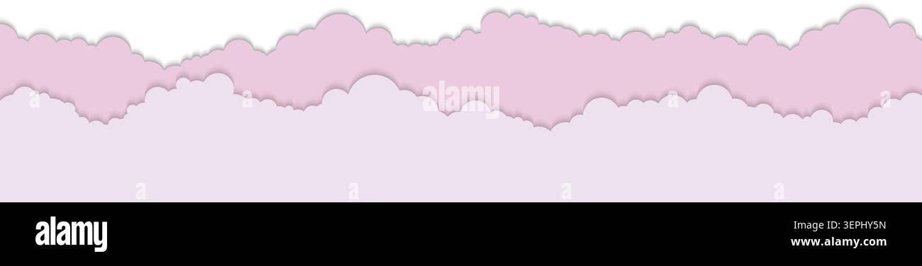 Pink Paper Cloud Decorative Background with Soft Pastel Layered Clouds, Vector Illustration Stock Vector
