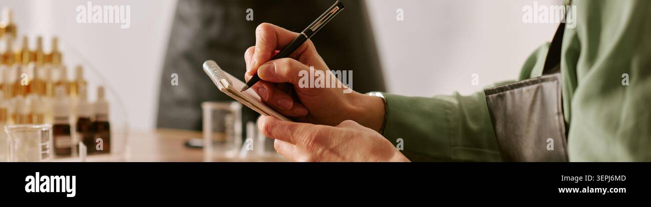 Header of Woman Taking Notes  Stock Photo