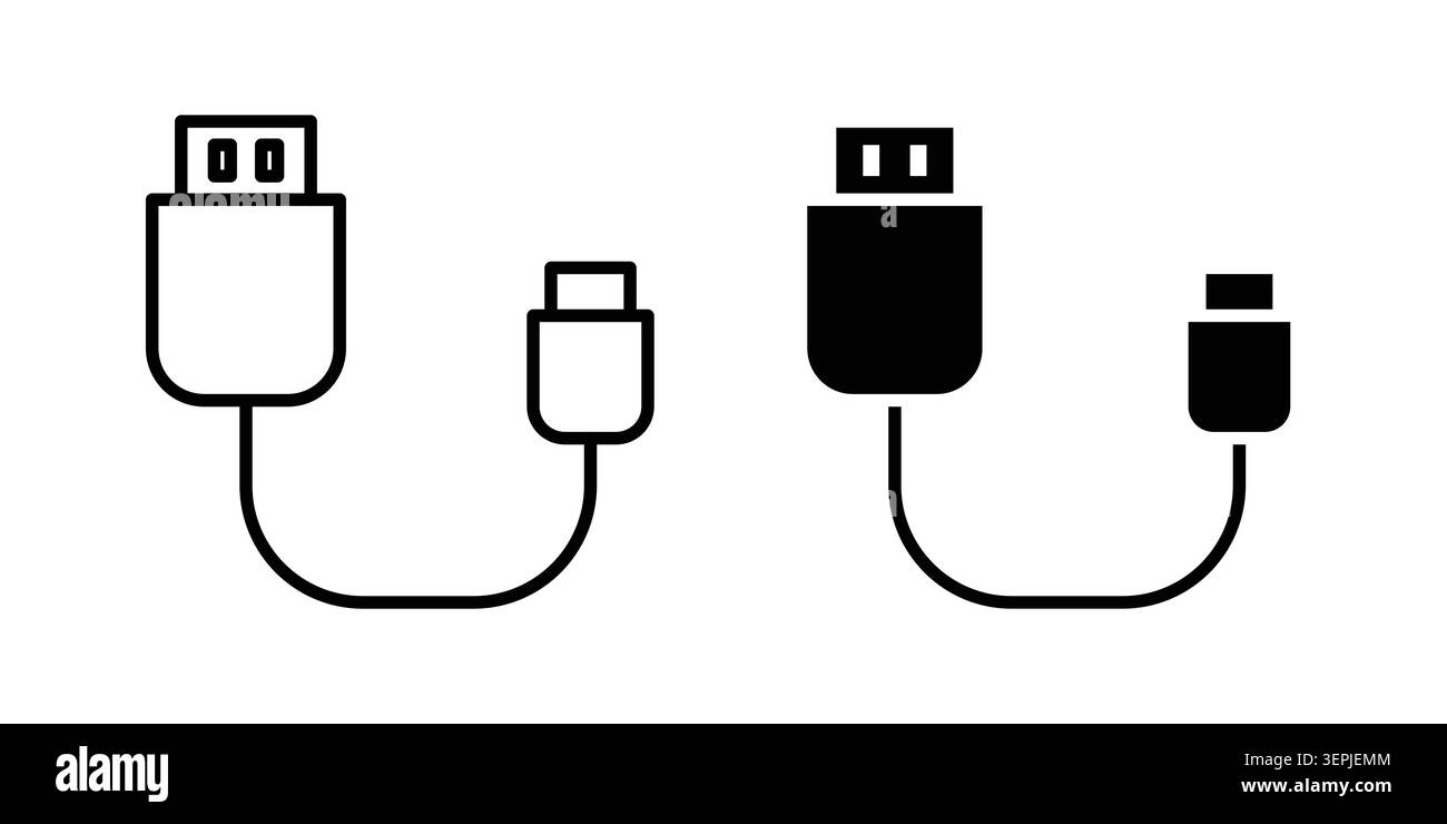 USB cable icon concept logo design collection. Stock Vector