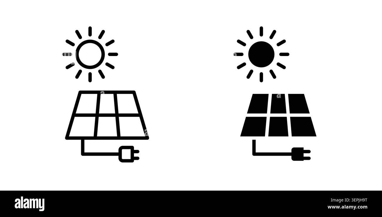 Solar energy icon concept logo design collection. Stock Vector