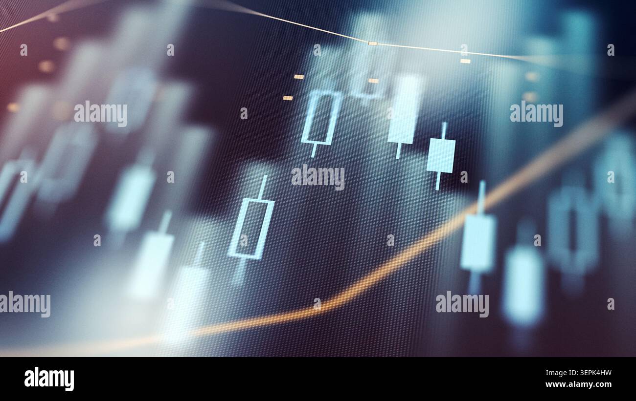 Traders analyze market data using charts and graphs in a financial setting Stock Photo