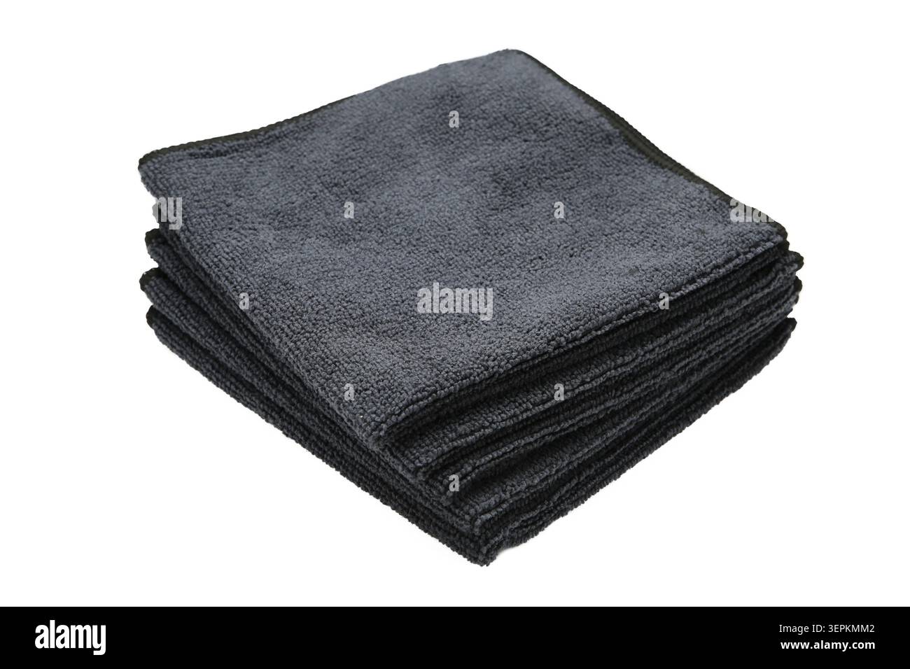 Microfiber cloth for cleaning and dusting isolated on white background. Top view Stock Photo