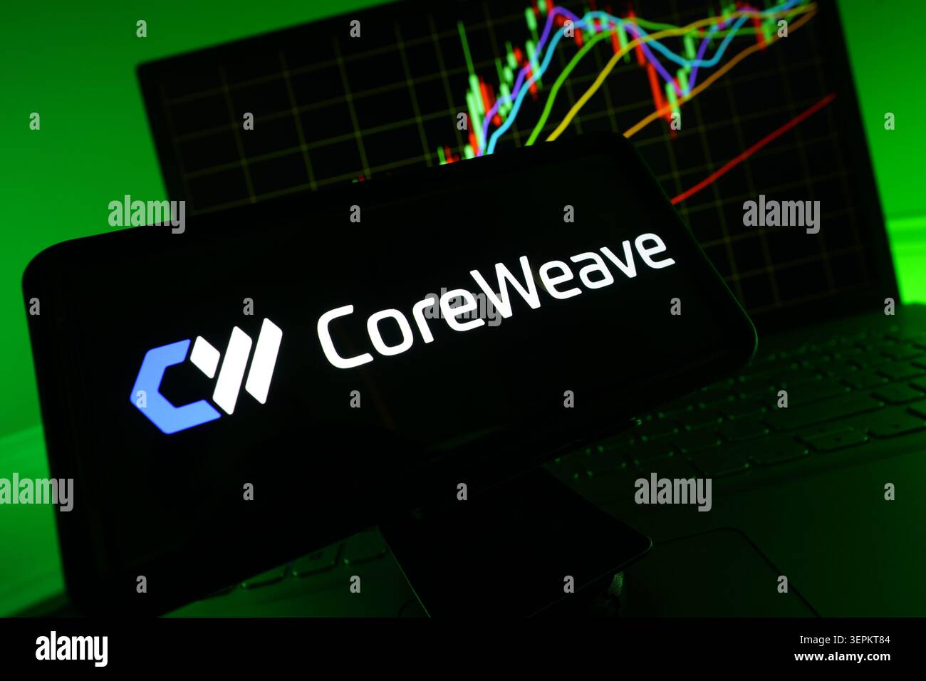 CoreWeave Leading GPU Cloud Infrastructure And AI Computing Platform Provider Stock Photo