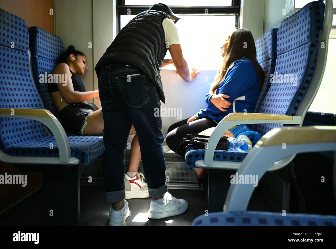 Passengers on the Sofia - Pernik train. Stock Photo