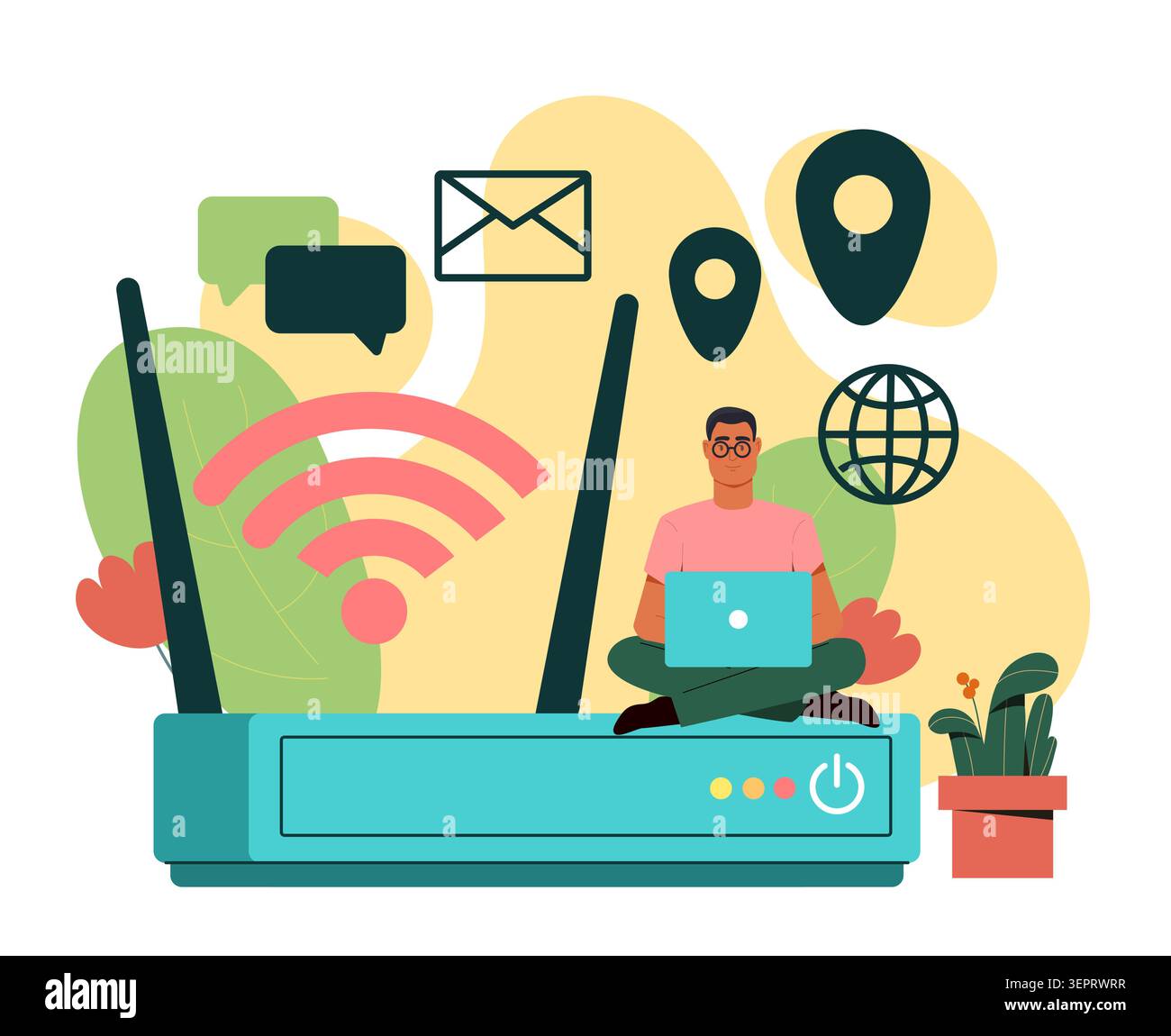 WiFi router and user. Vector illustration Stock Vector
