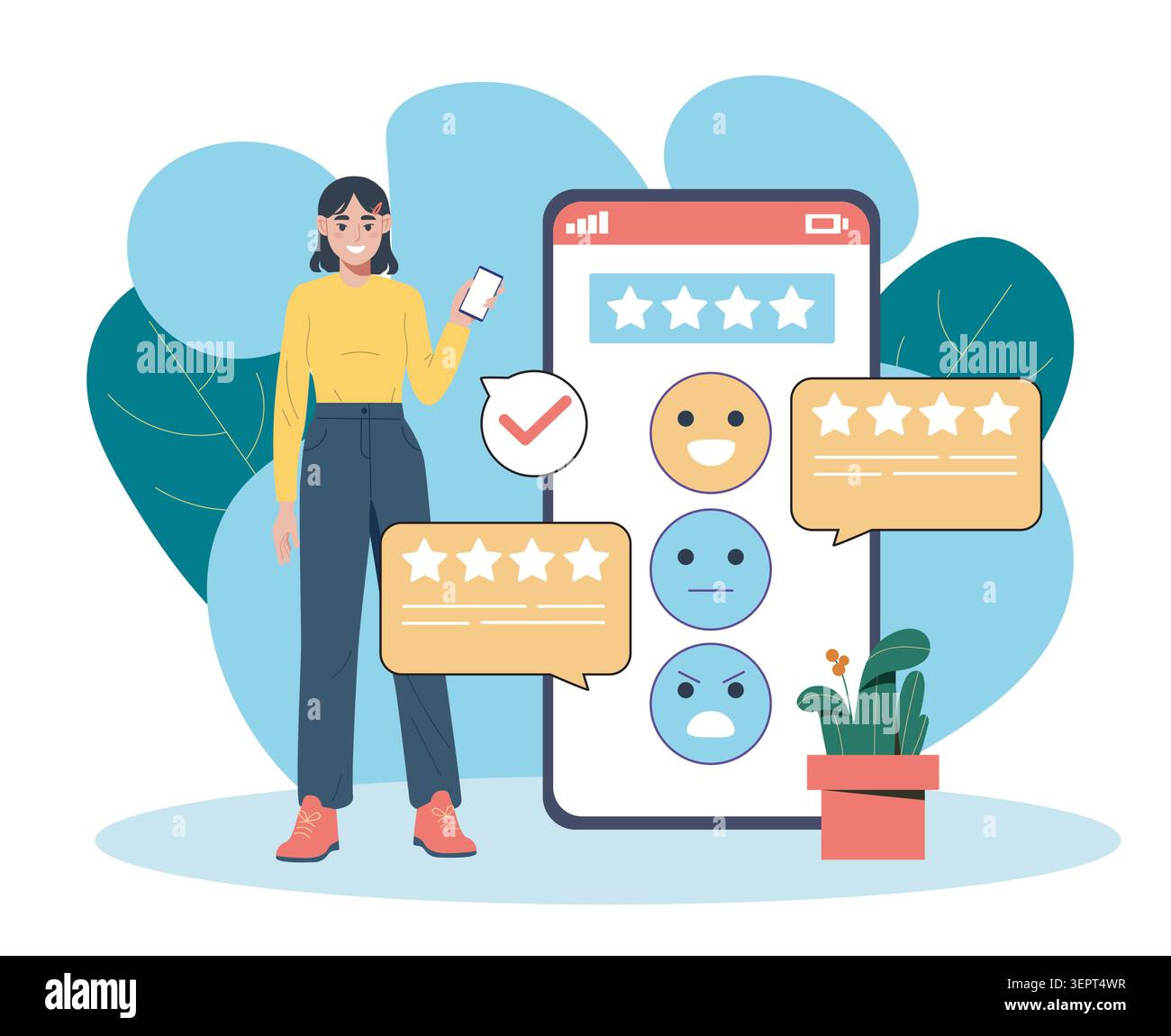 Customer feedback scene.. Vector illustration Stock Vector
