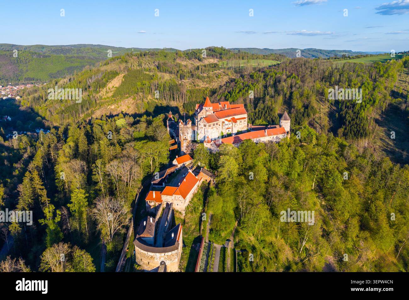 Aerial view captures medieval castle hi-res stock photography and ...