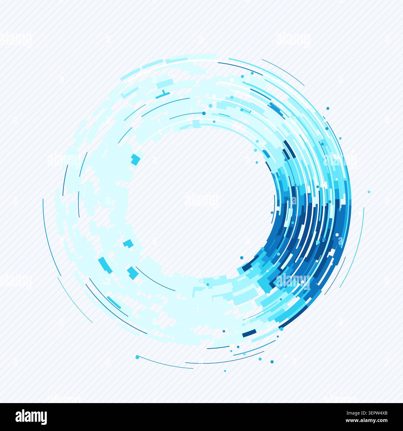 Abstract digital ring interface made from layered geometric arc blocks Stock Vector