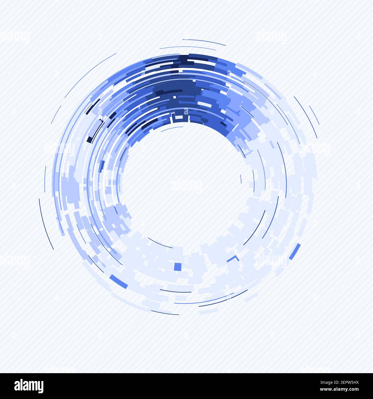 Abstract digital ring interface made from layered geometric arc blocks Stock Vector
