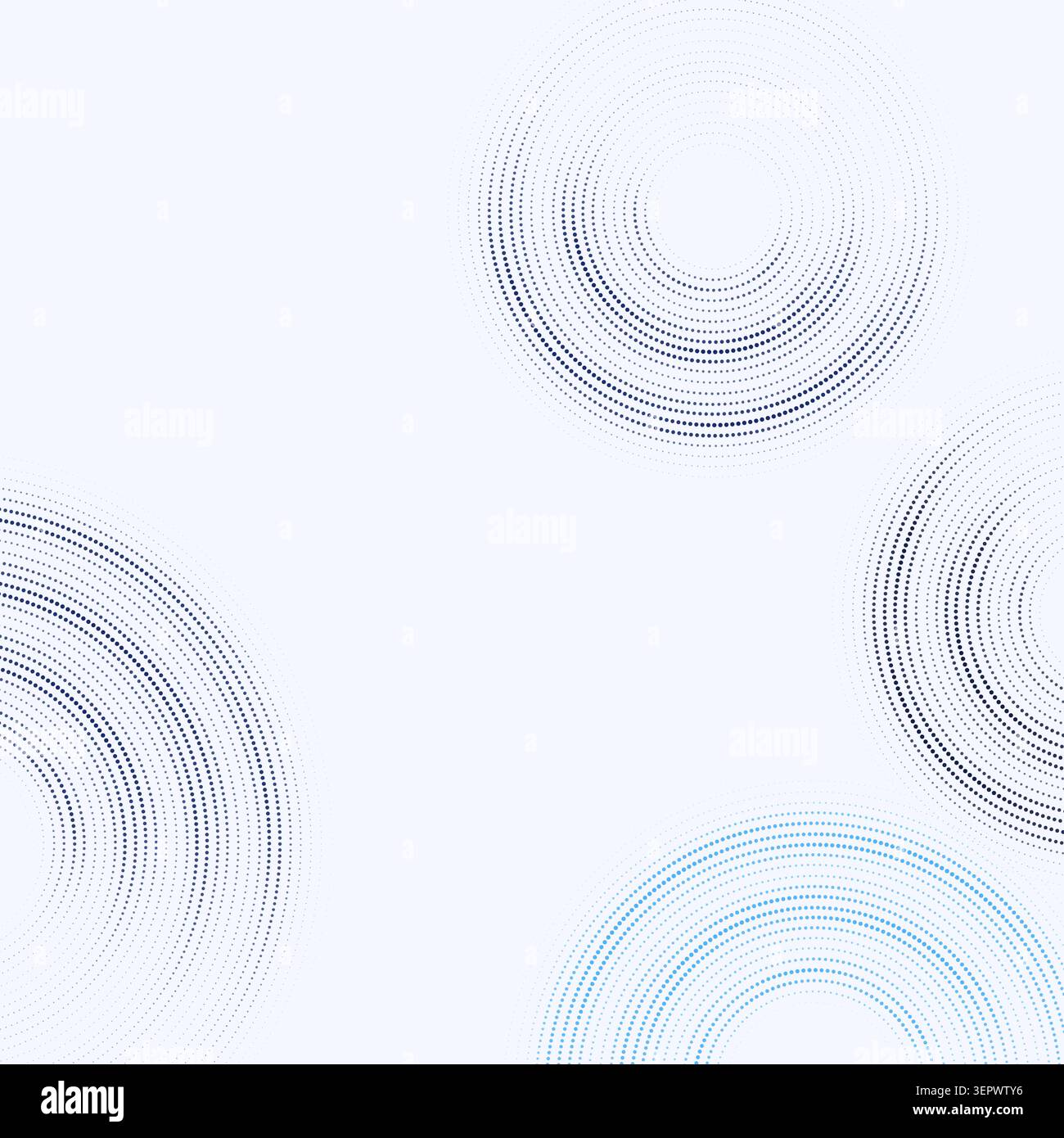 Modern dotted background featuring floating circular ring forms built from clean vector particles Stock Vector