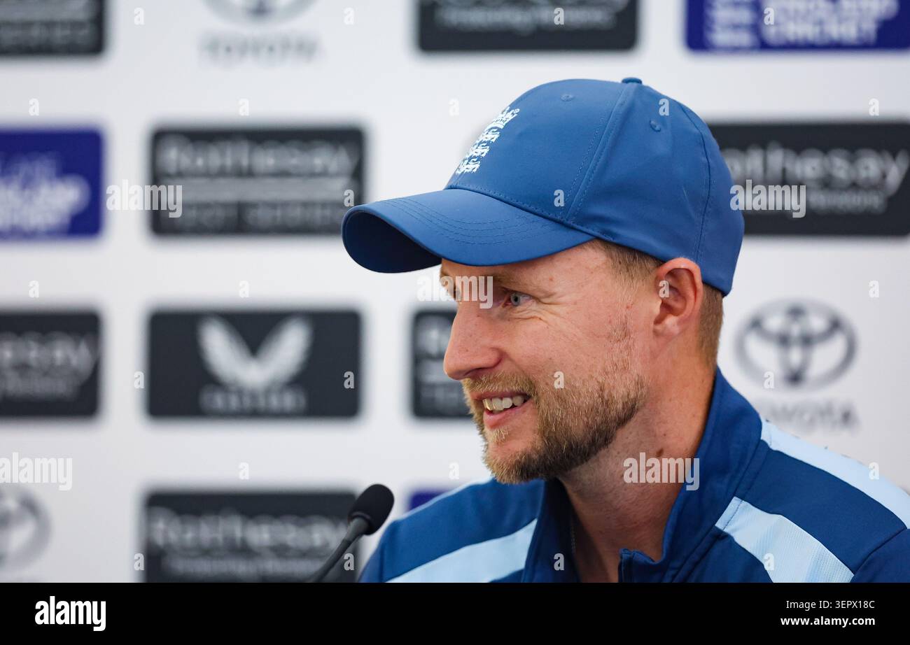 England's Joe Root during a press conference at The Kia Oval, London ...