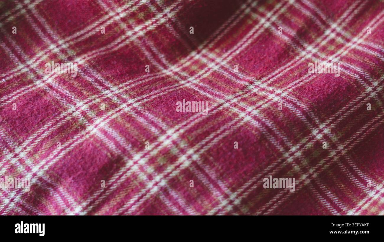 Red and white checkered fabric texture close up. Stock Photo