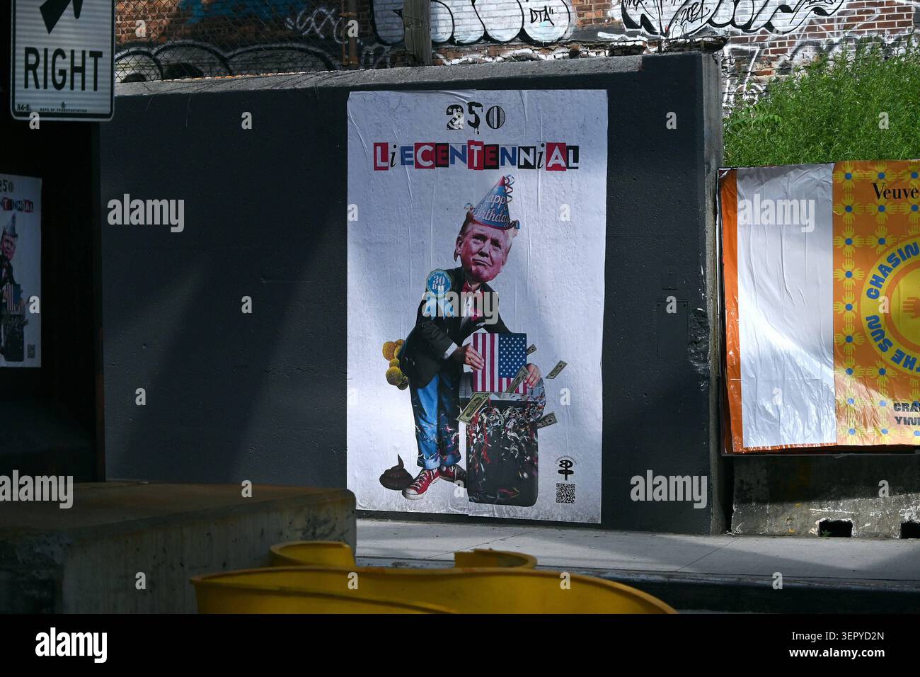 Protestplakat zum 250. Geburtstag der Vereinigten Staaten von Amerika ...