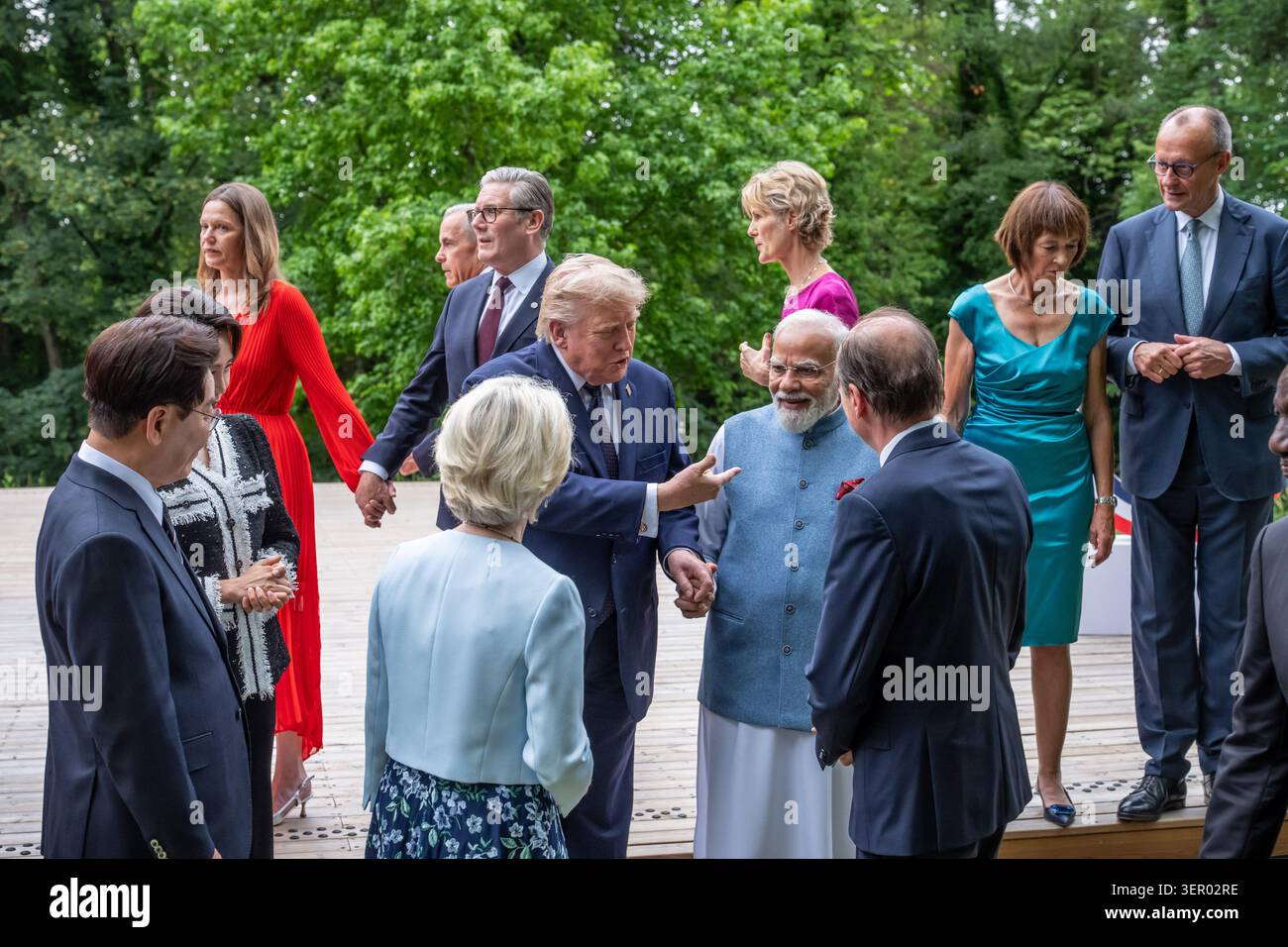 16 June 2026, France, Evian: U.S. President Donald Trump (center ...