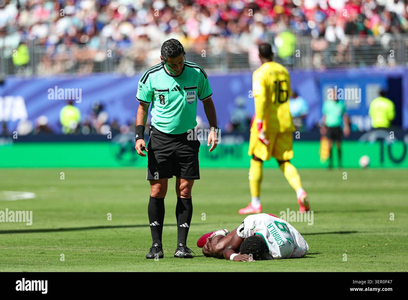 Referee Alireza Faghani with Ismaila SARR of Senegal during the FIFA ...