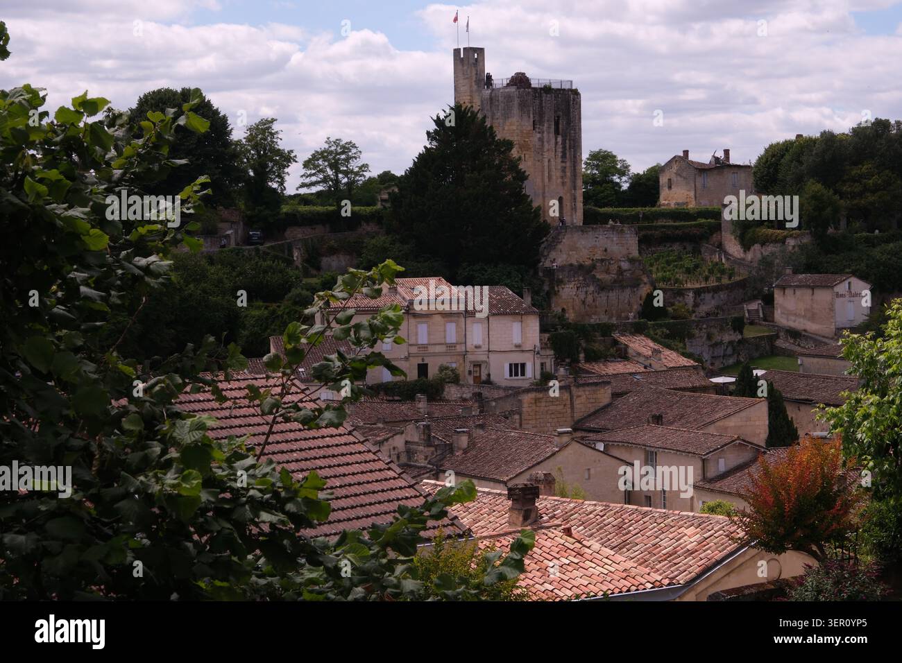 The medieval city of Saint-Émilion with the King's Tower, in the country of Libournais Nouvelle-Aquitaine France Stock Photo