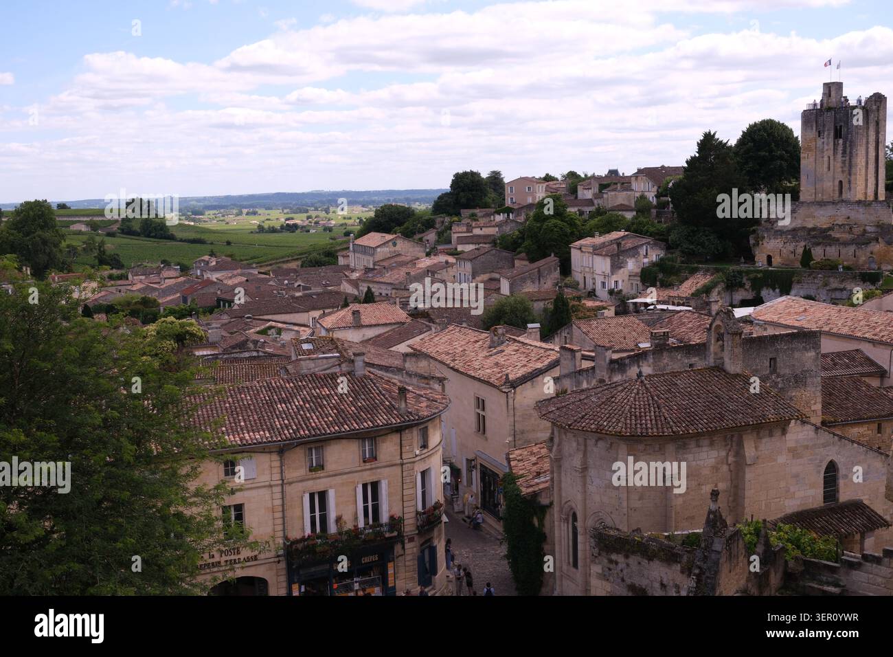 The medieval city of Saint-Émilion with the King's Tower, in the country of Libournais Nouvelle-Aquitaine France Stock Photo