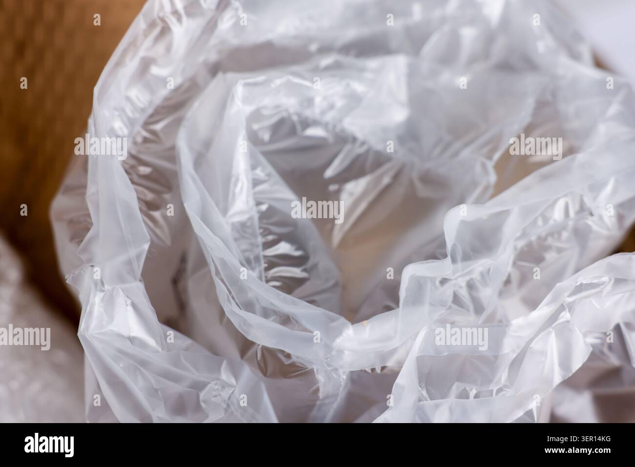 Air buffer packaging as background, closeup. Packing material Stock Photo