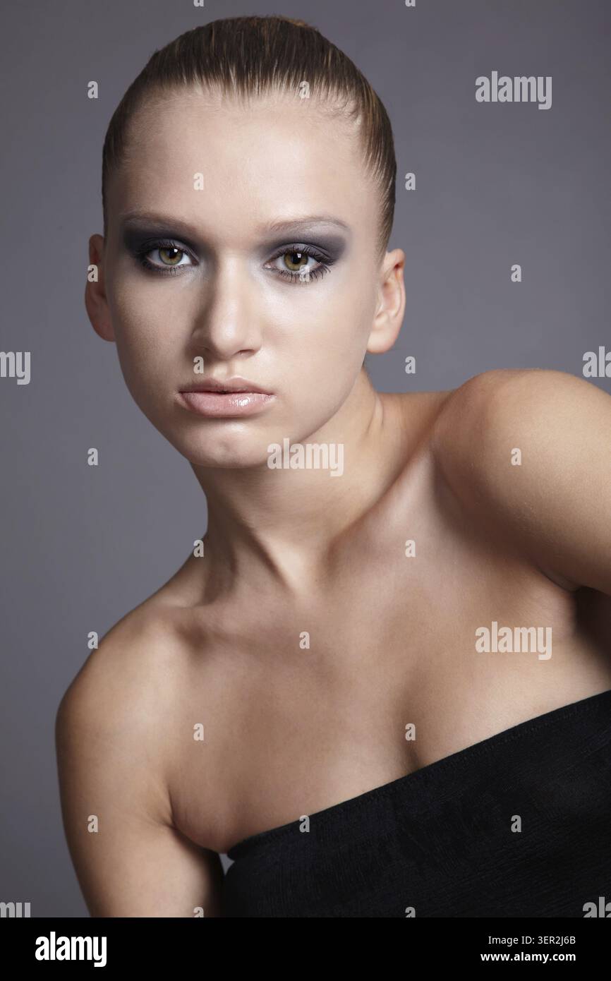 Portrait of beautiful dark haired slavonic model Stock Photo