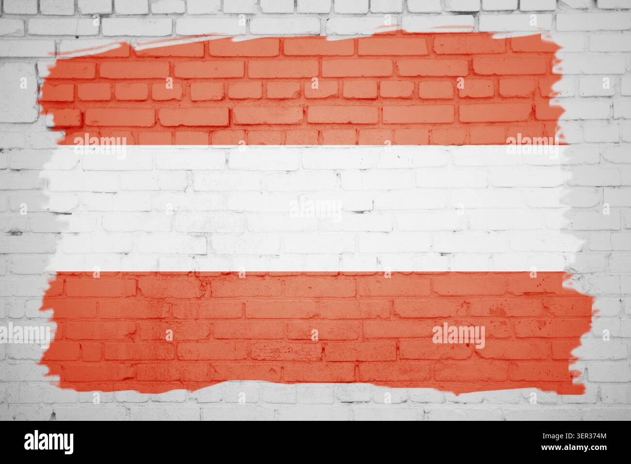 Austria flag painted on white brick wall texture background Stock Photo