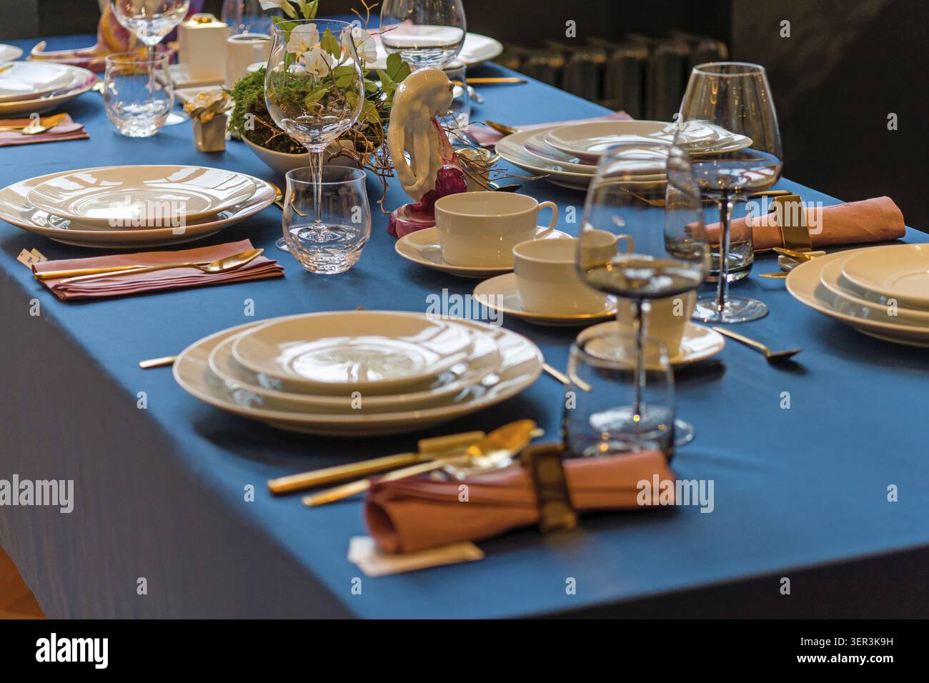 Festively decorated table Stock Photo