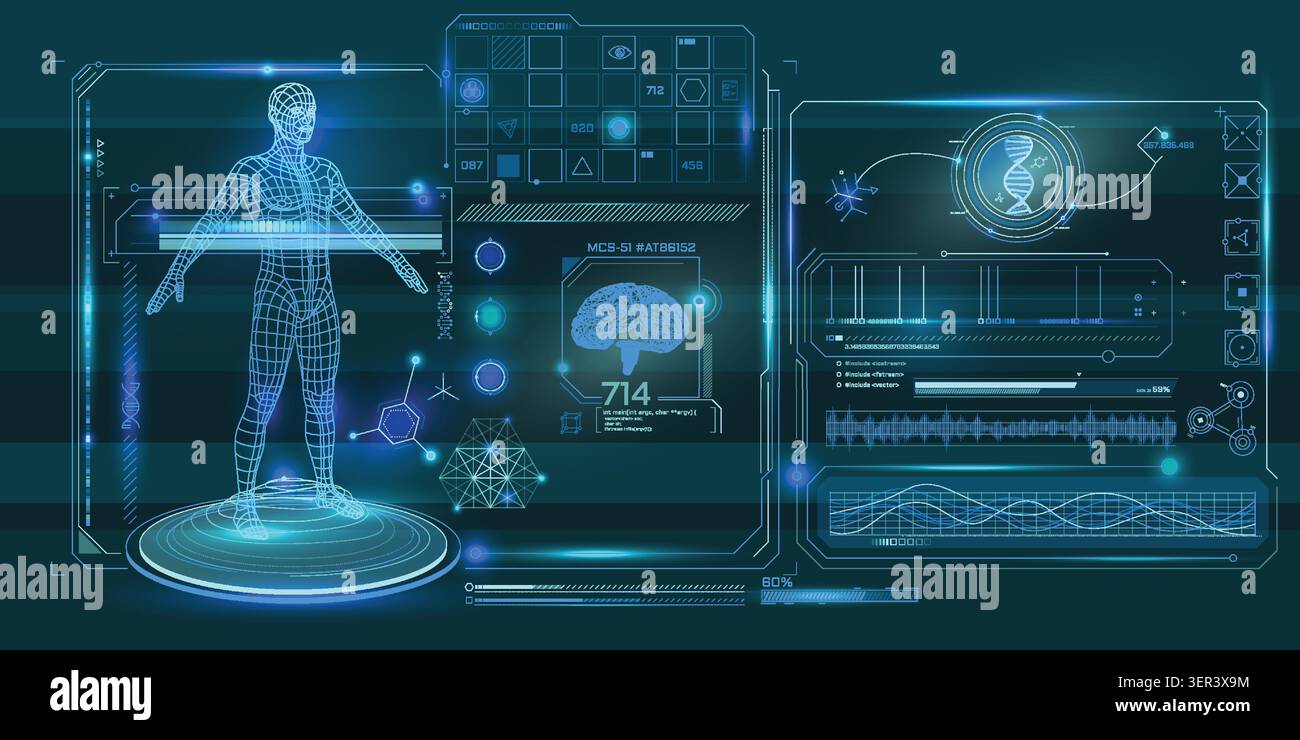 Advanced digital technologies in healthcare, genetic data analysis Stock Vector