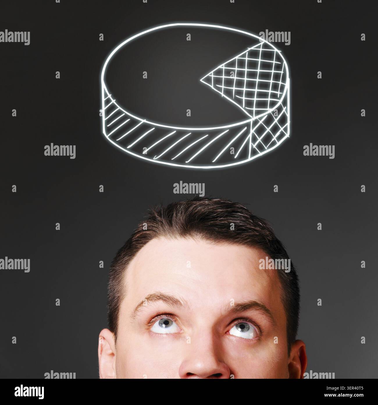 Male head with pie chart, business concept Stock Photo