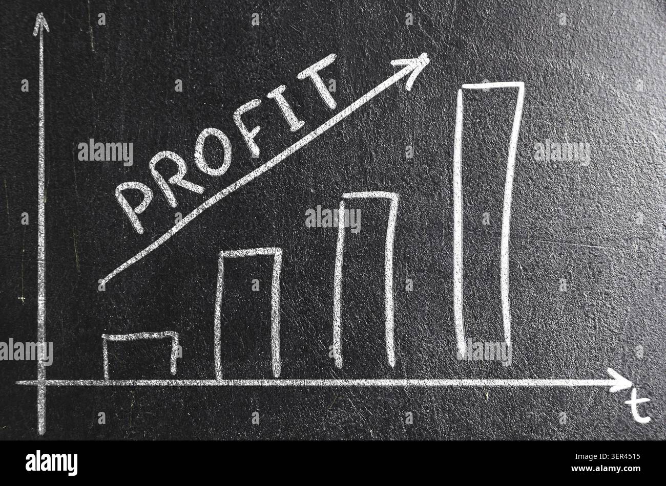 Business creativity. rising bar graph on chalk board Stock Photo