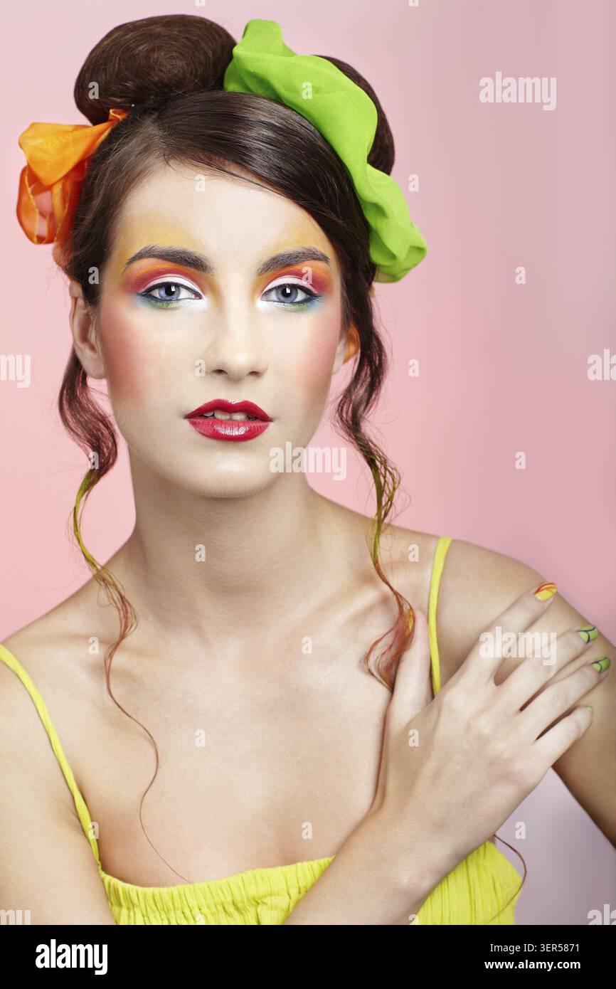 Portrait of beautiful dark haired slavonic model Stock Photo