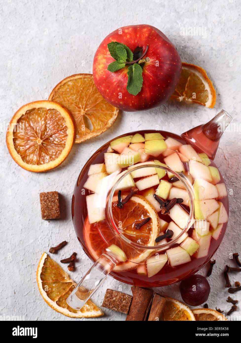 berry fruit tea with spices in a teapot Stock Photo
